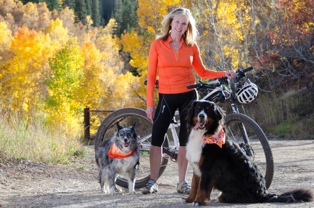 Juliy Marie out with her dogs on a Park City mountain bike ride